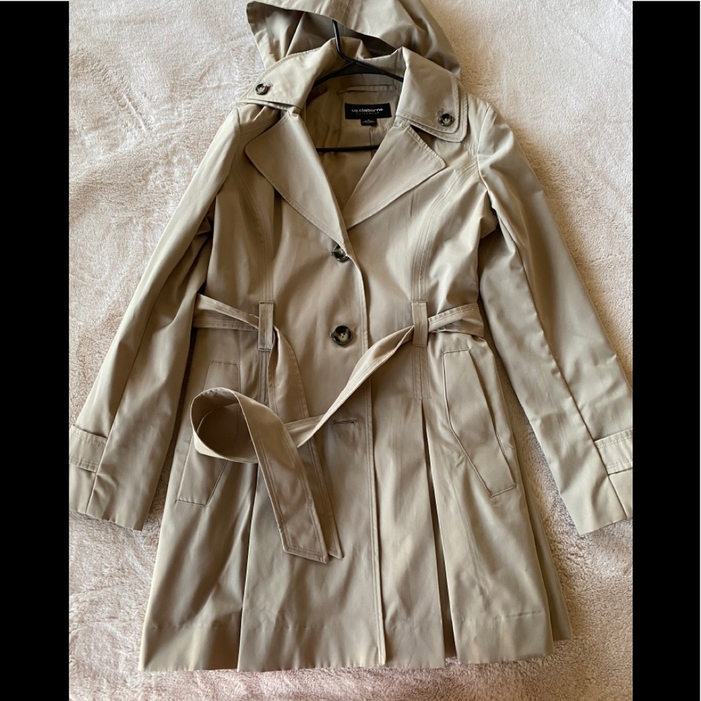 Liz Claiborne Women's Khaki Trench Coat with Belt